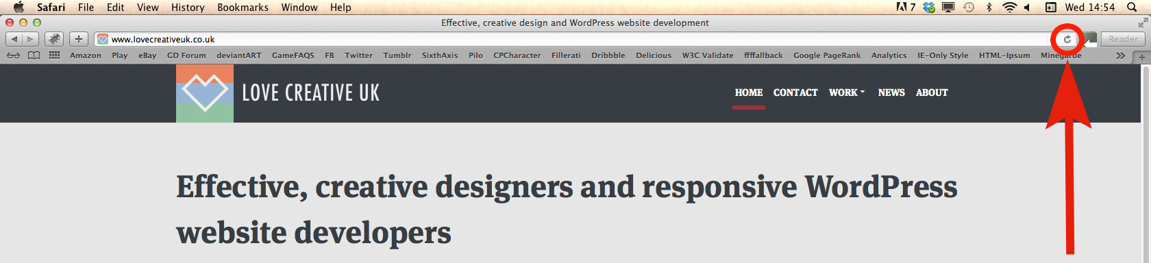 The browser refresh button in Safari