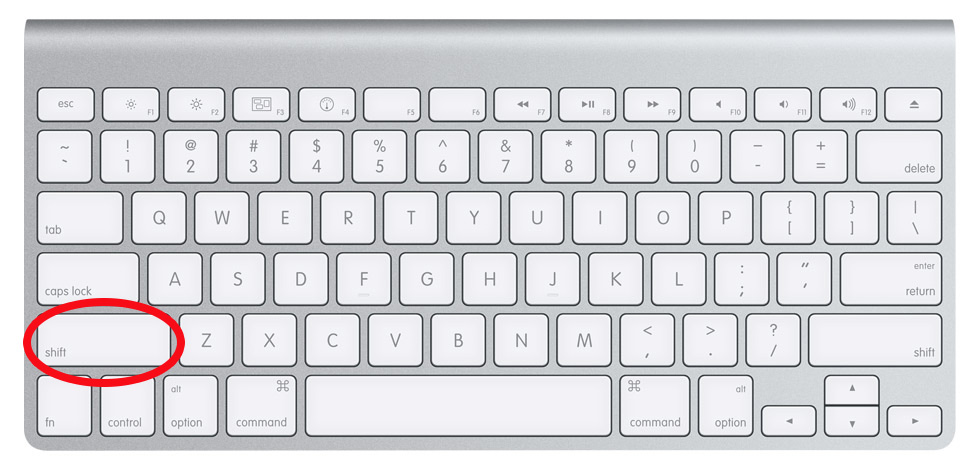 Shift on a mac keyboard