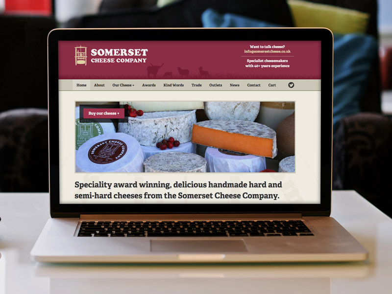 The Somerset Cheese Company website viewed on a laptop