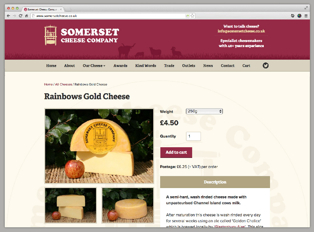 The Somerset Cheese Company - Single Product Page