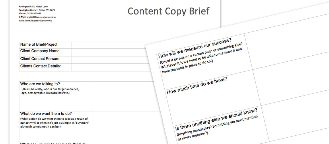 Copy content brief