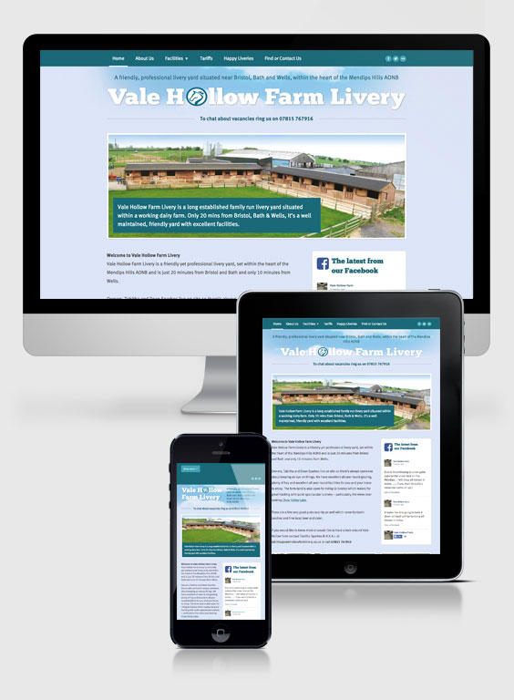 Responsive Website for Bristol Livery yard - Vale Hollow Farm