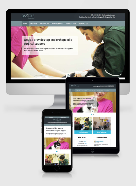 Ossicle's New Mobile Friendly Website on various devices