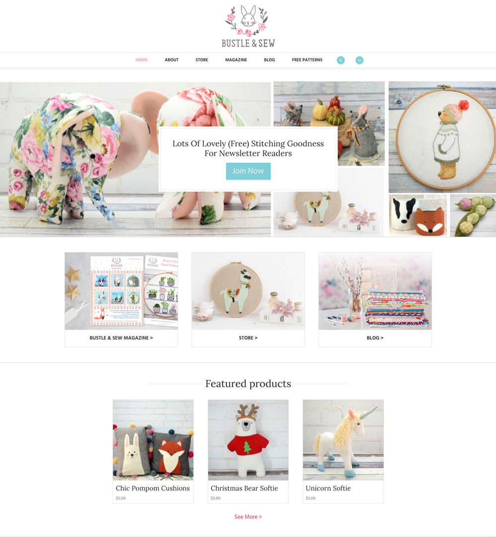 Bustle & Sew website final design