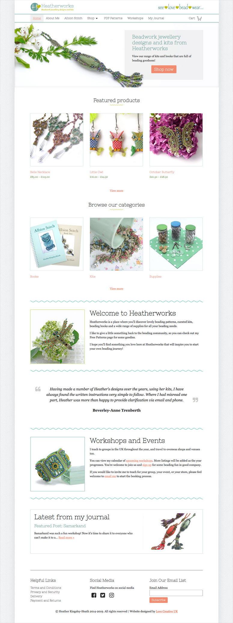 Heatherworks homepage website design refresh