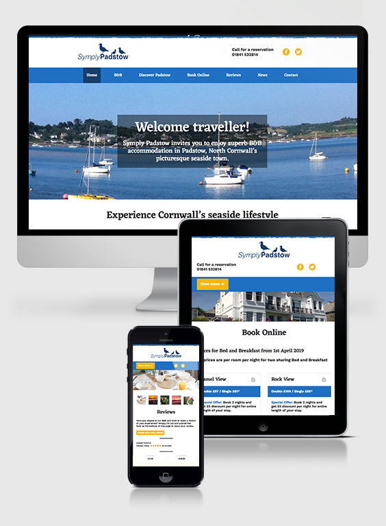 Symply Padstow WordPress Website is viewable across all devices