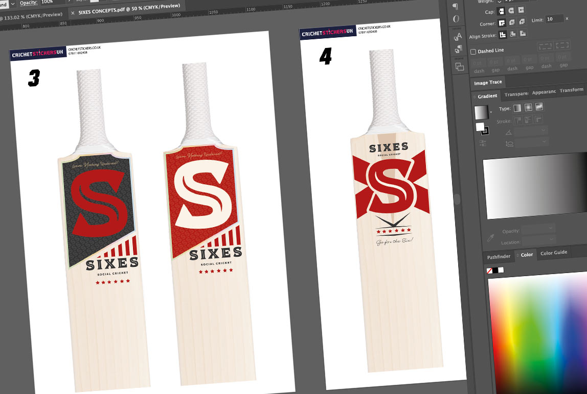 Sixes cricket bat stickers
