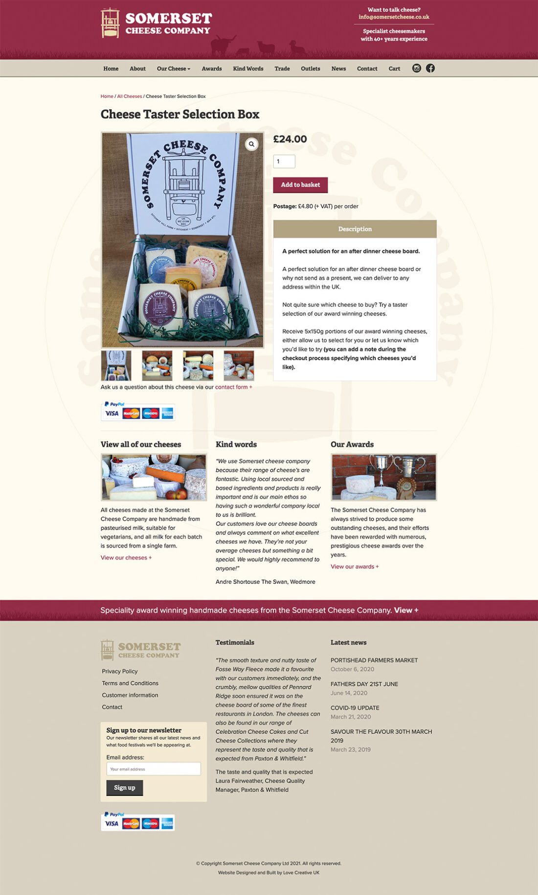Somerset Cheese Co. WordPress Product page