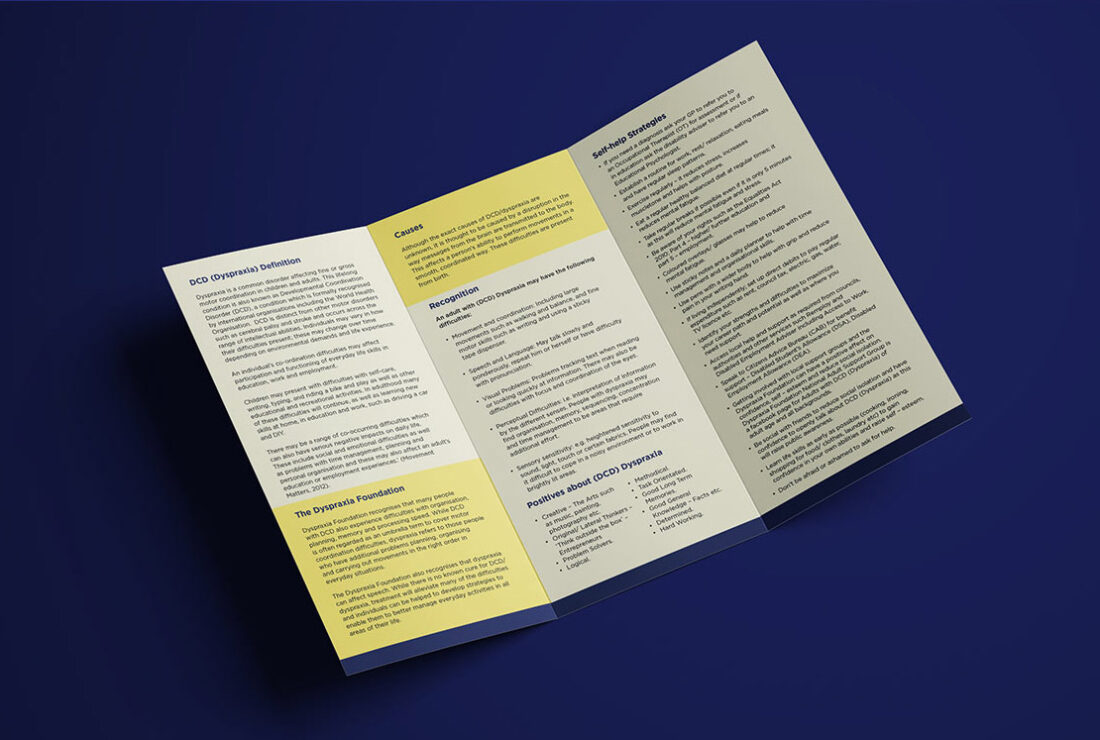 Leaflet design for Dyspraxia Foundation