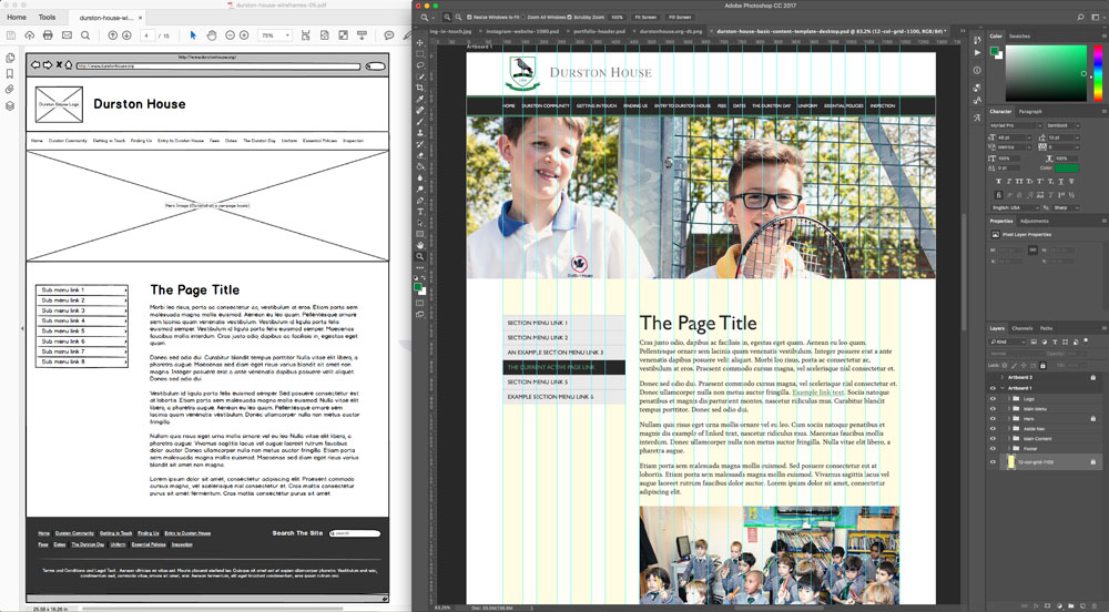 Duston House School Website case study: Turning wireframes into visuals for the new Durston House School website