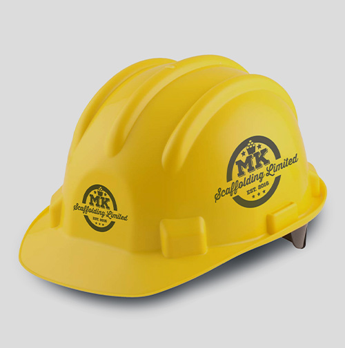 MK Scaffolding hard hat logo